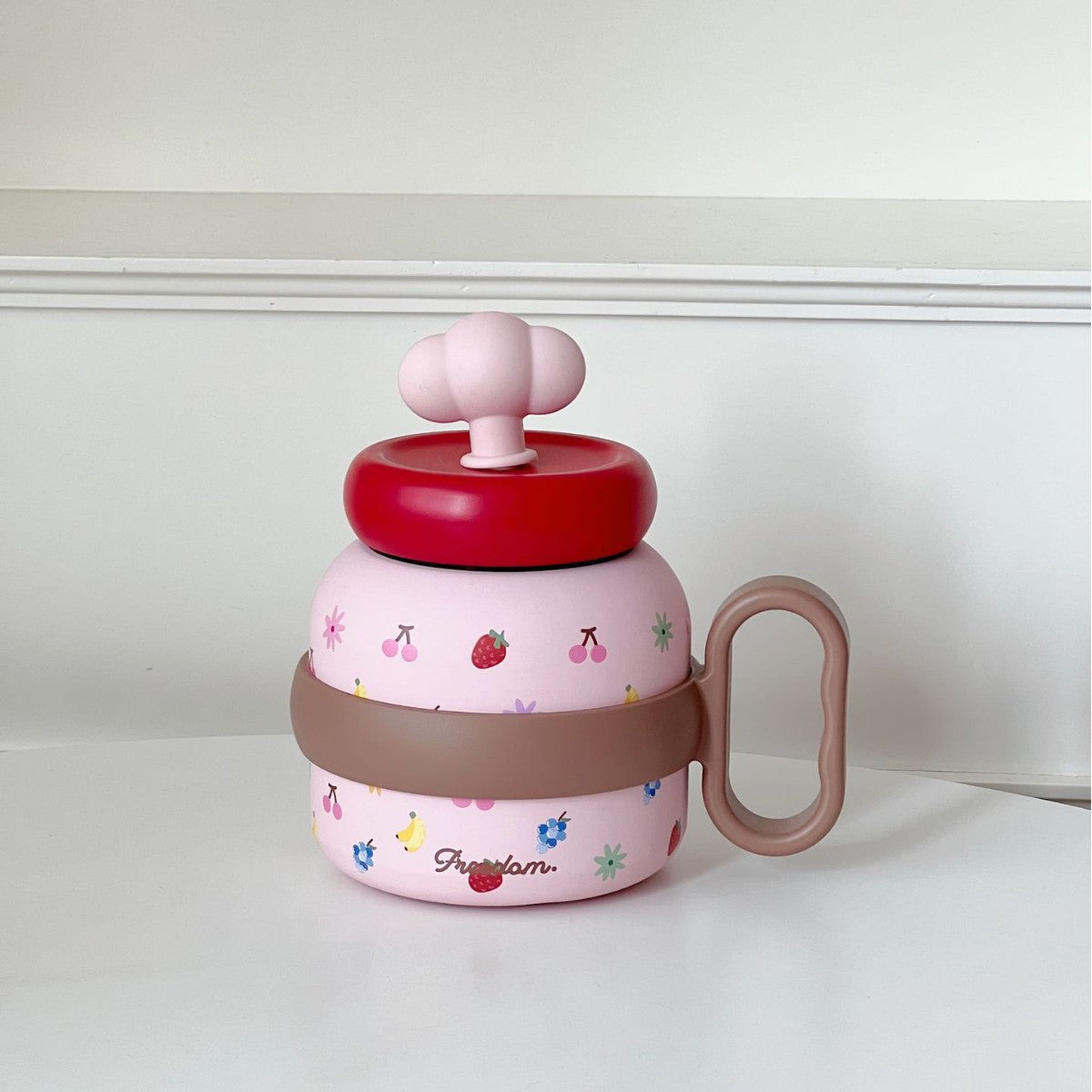 Creative Women's Drinking Bottle with Playful Colorful Design Ergonomic Handle and Secure Lid