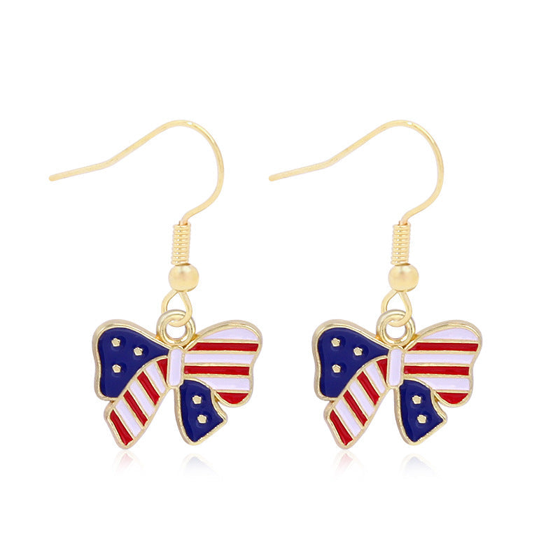 Women's Lightweight Star Earrings Enamel Flag Design Fishhook Closure Zinc Alloy