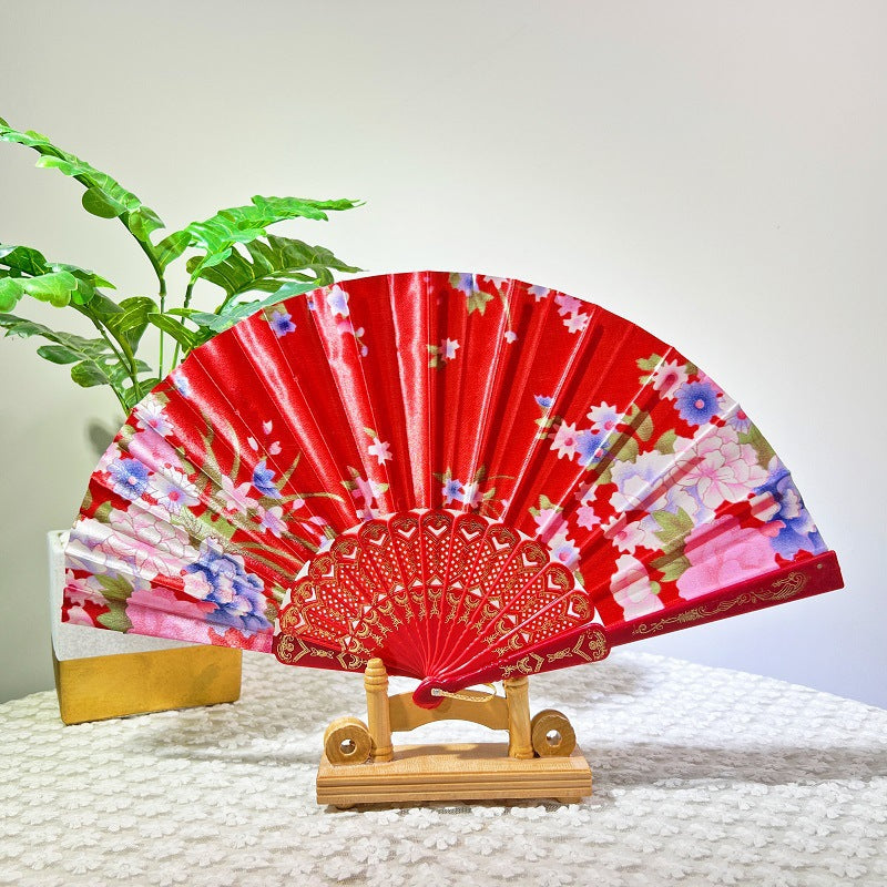 Ladies Folding Fan Floral Design Lightweight Portable Handheld Fan
