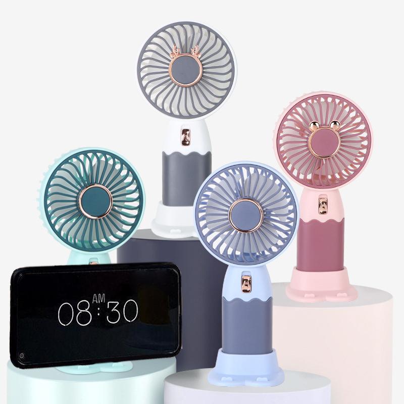 Harrow Women's Handheld Cooling Fan USB Rechargeable Portable 3-Speed with Ergonomic Handle and Base