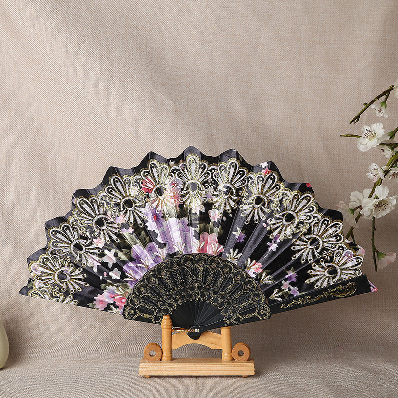 Ladies Hand Fan Elegant Floral Pattern Lightweight Portable Accessory