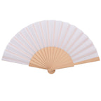 Ladies Elegant Hand Fan Lightweight Fabric Artistic Pleat Pattern Portable