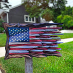 Reclaimed Wood American Flag Wall Sculpture Rustic Layered Driftwood Design