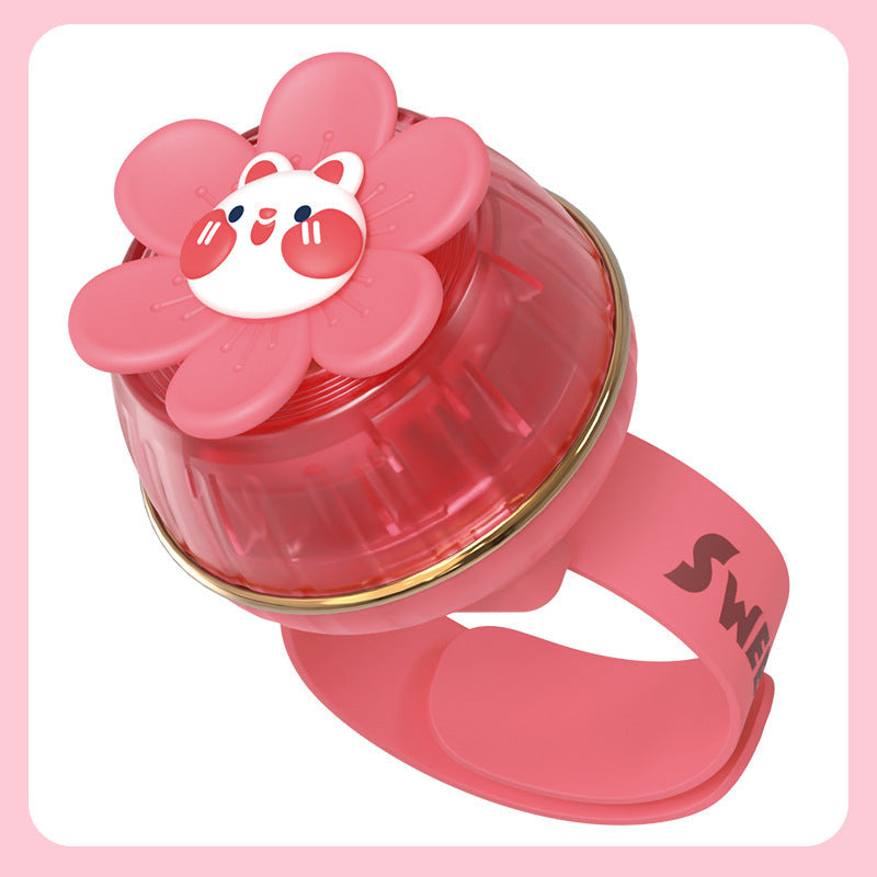 Women's Portable Hand Fan Flower Design Adjustable Speed Battery Powered