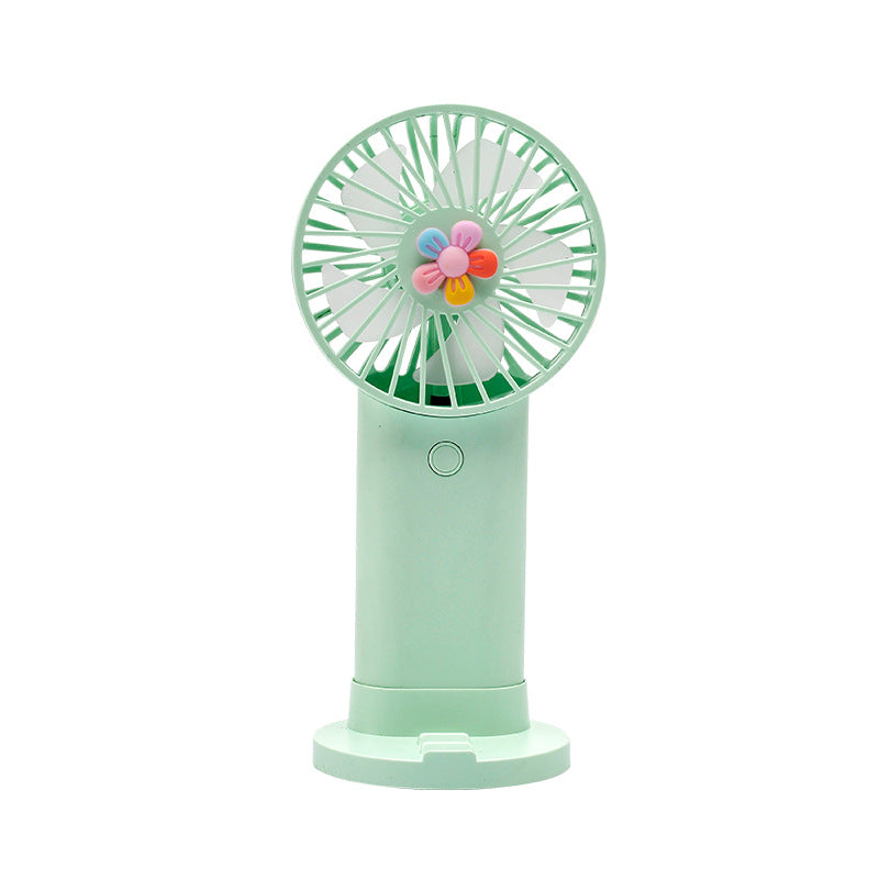 Portable Hand Fan Ladies Floral Design Rechargeable Battery Operated Quiet