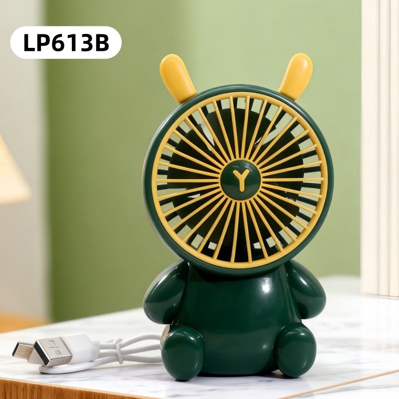 Compact USB Table Fan Quiet DC Motor Child-Safe Portable Figure Design