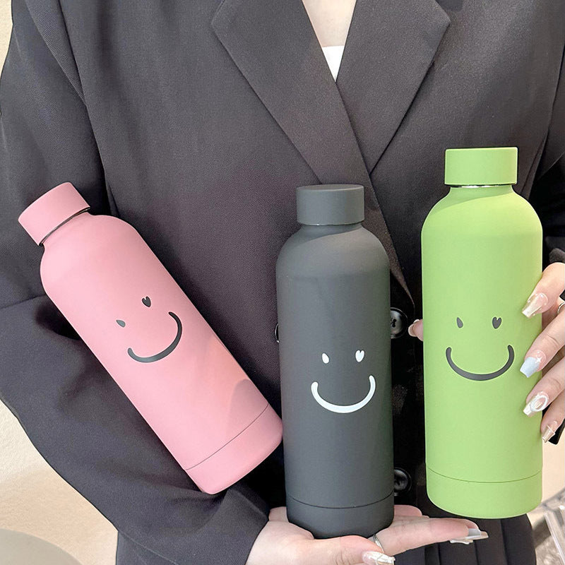 Women's Insulated Water Bottle BPA-Free Smiley Design Hot Cold Thermos Durable
