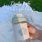 Ladies Insulated Glass Water Bottle with Silicone Sleeve and Leak-Proof Silicone Lid, Floral Design