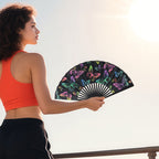 Women's Folding Hand Fan Lightweight Portable Butterfly Design Black
