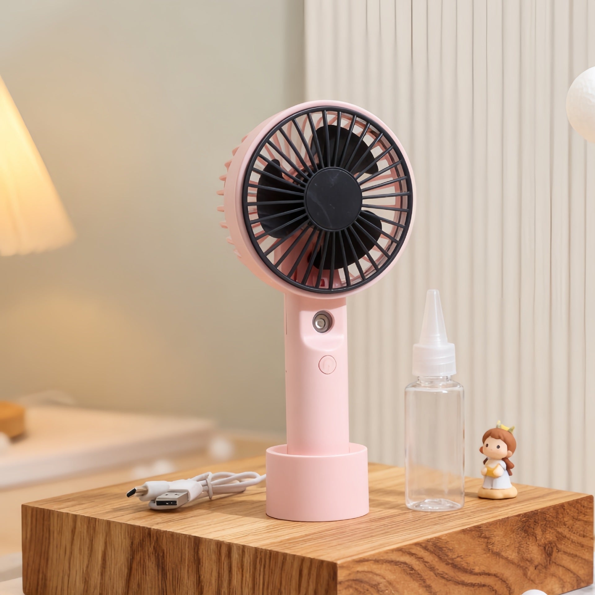 Portable Hand Fan with Spray Function USB Rechargeable Lightweight Personal Cooling Fan