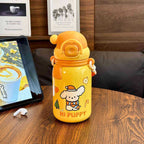 Insulated Stainless Steel Water Bottle with Secure Flip Lid and Dog Design for Women