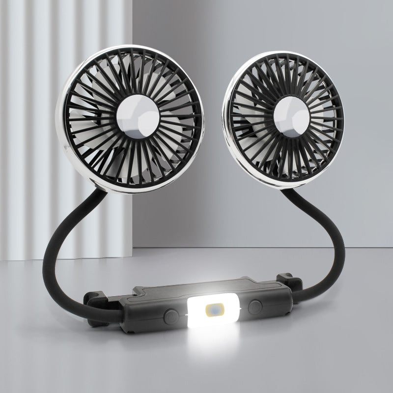Portable Dual-Head Car Ventilation Fan Dual Adjustable Heads Compact Quiet Mounts to Vent
