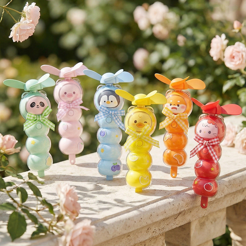 Rechargeable Portable Handheld Fan with Soft Blades and Cute Animal Head Design