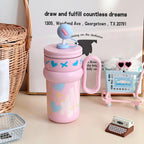 Children’s Drinking Cup with Integrated Straw and Cat Design BPA-Free Durable Plastic