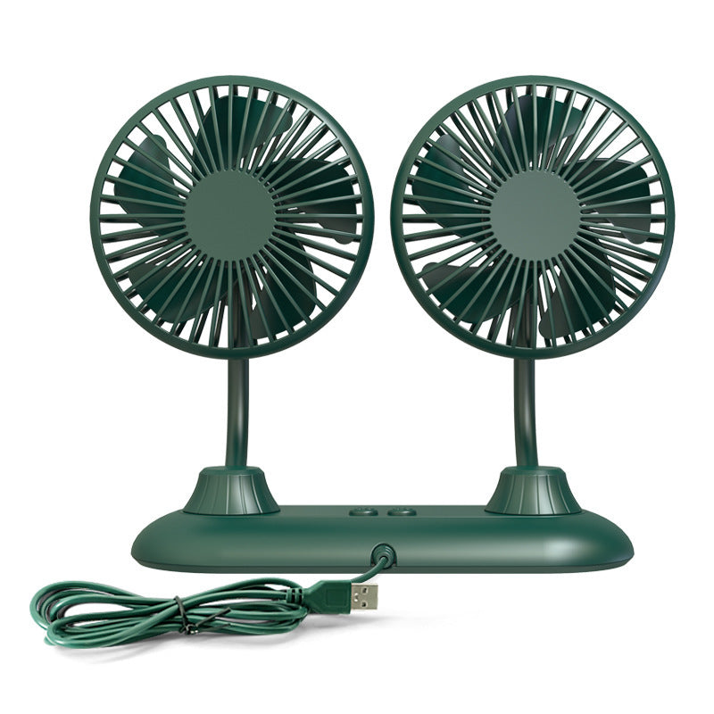 Dual Adjustable USB Powered Desktop Fan with Flexible Heads Quiet Portable Cooling