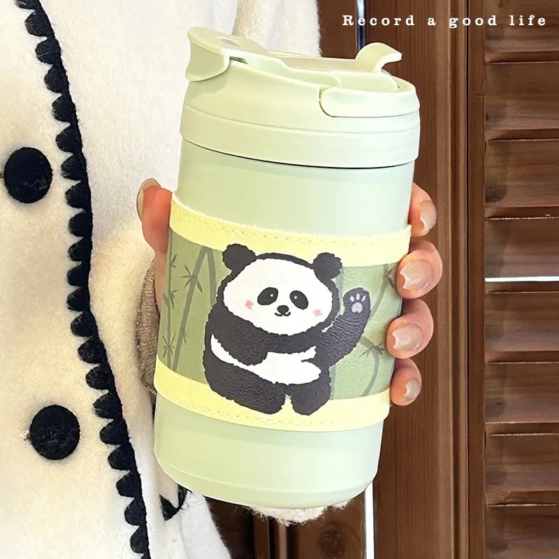 Women’s Insulated Thermo Mug with Cute Animal Design Leak-Proof Lid Ergonomic Handle