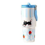 Insulated Stainless Steel Water Bottle for Women with Cute Dog Design Leak-Proof Lid