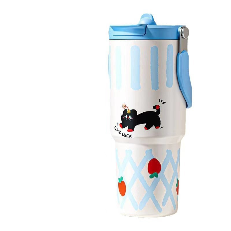 Insulated Stainless Steel Water Bottle for Women with Cute Dog Design Leak-Proof Lid