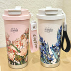 Insulated Stainless Steel Travel Mug with Leak-Proof Cap and Carry Handle for Coffee and Tea