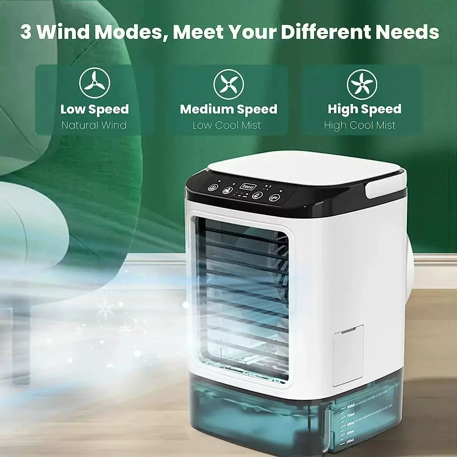 Personal Evaporative Air Cooler Compact USB Powered with Removable Water Tank and Digital Touch Panel