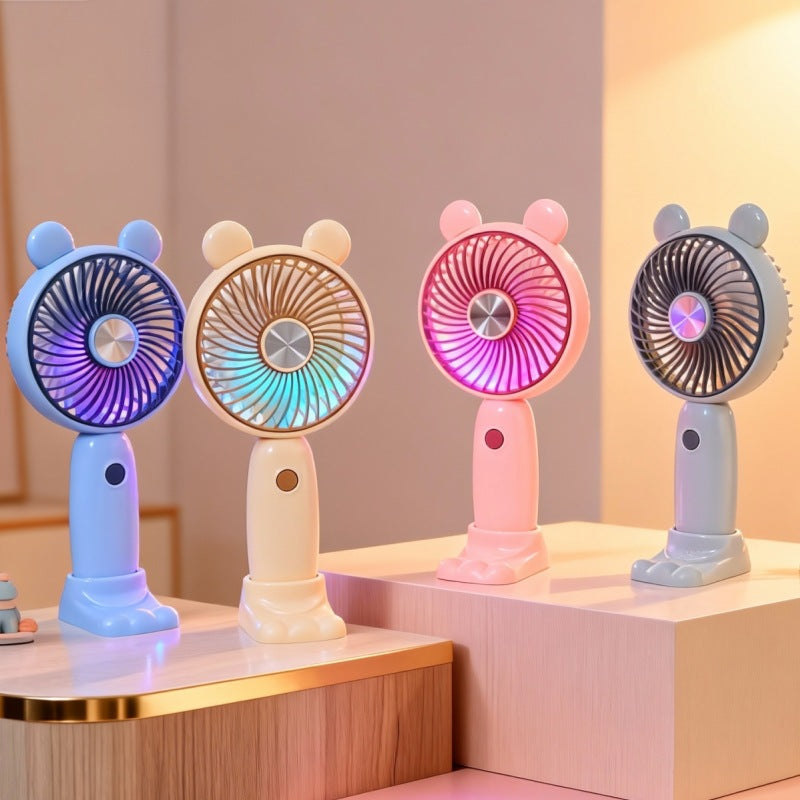 Portable Handheld Fan for Women with LED Light Ergonomic Design Compact Lightweight Battery Powered