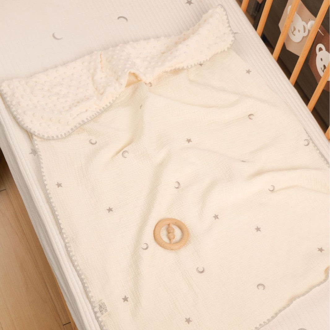 Bowlift Baby Plush Blanket 100% Cotton Soft Star Moon Design Toddler Cuddle Blanket