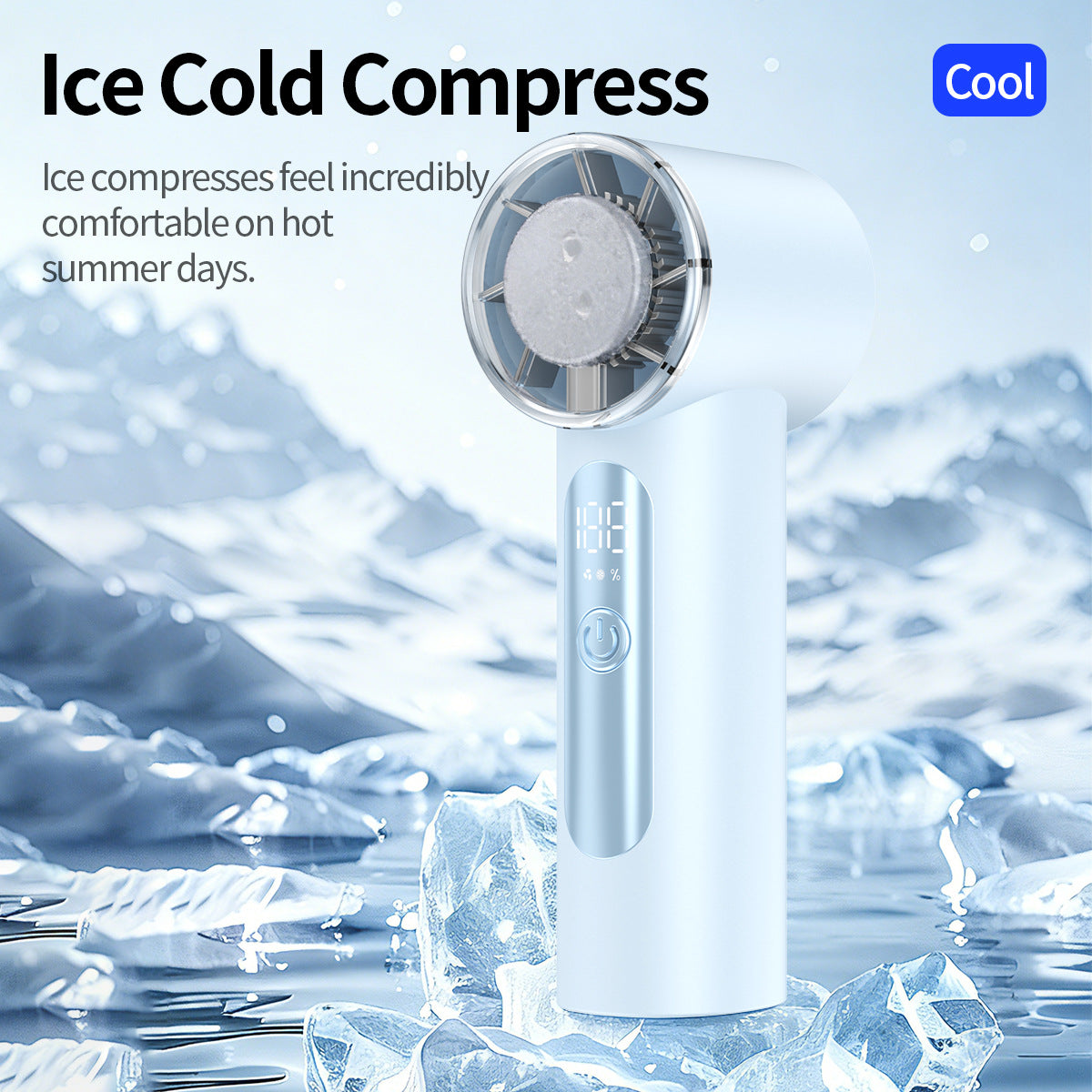 Portable Ice-Cooling Handheld Fan with Adjustable Speeds and LED Display Compact Personal Cooling Device