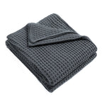 Brehn Women’s Knitted Cotton Throw Blanket Cozy Soft Wavy Design Machine Washable