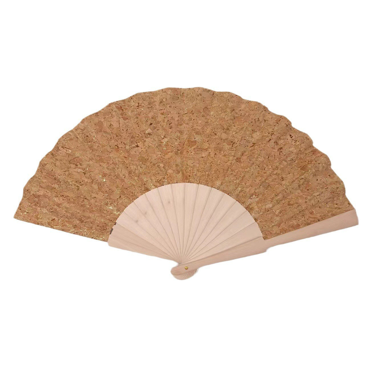 Handmade Cork and Wood Ladies Fan Lightweight Elegant Portable Accessory