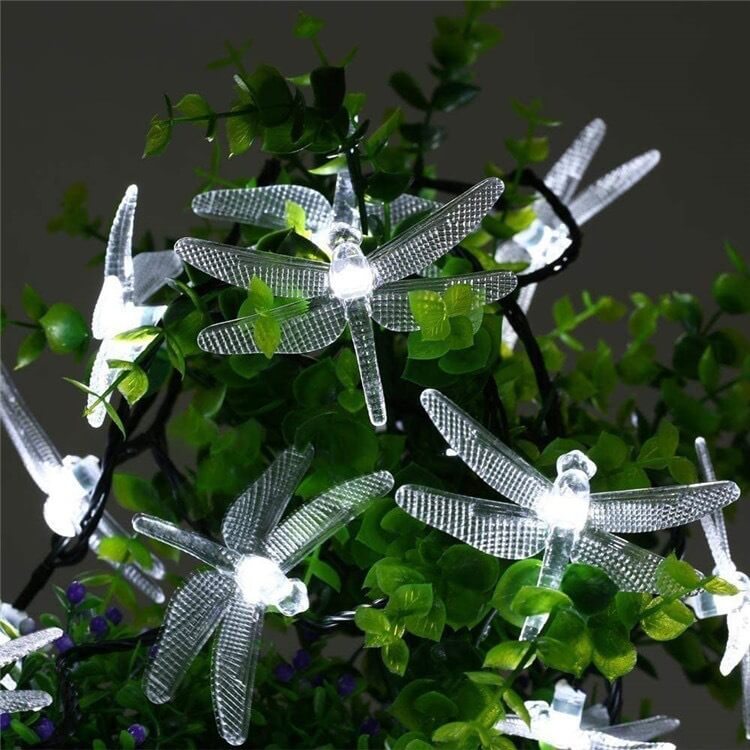 Outdoor Solar Dragonfly String Lights Waterproof Colorful LED Festival Party Decoration