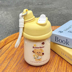 Women’s BPA-Free Plastic Water Bottle with Straw and Carry Loop Creative Design