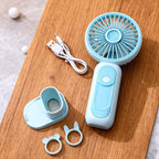 Rechargeable Cordless Handheld Fan USB Portable Detachable Stand Quiet 3-Speed