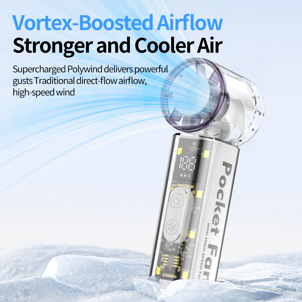 Portable High-Speed Mini Fan with LED Display and Night Light Compact Handheld Fan