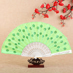 Ladies Hand Fan Bamboo Frame Paper Elegant Floral Design Portable Foldable