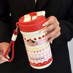 Insulated Drinking Cup for Women Leak-Proof Flip Lid BPA-Free with Cheerful Rabbit Design