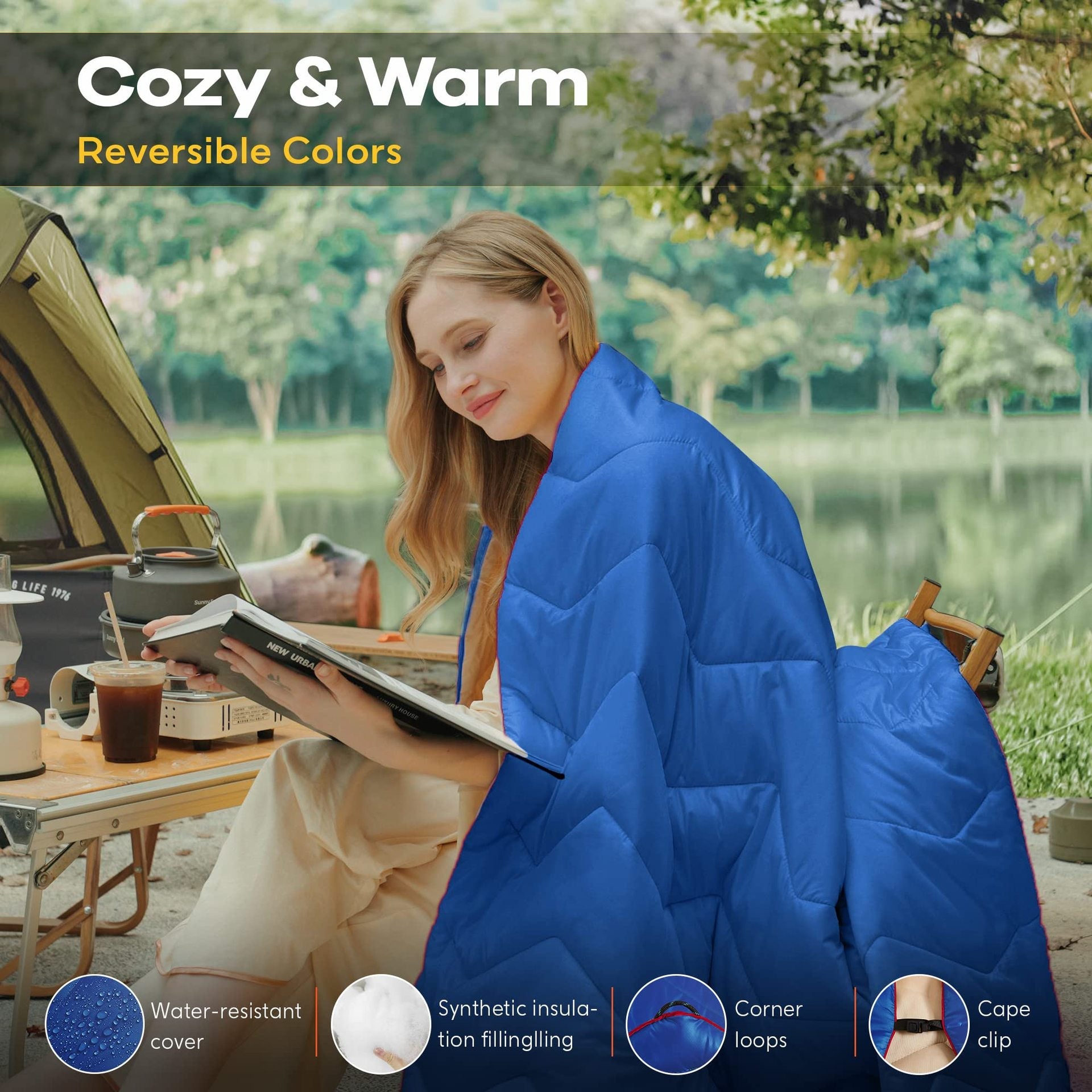 Outdoor Insulating Blanket Lightweight Water-Repellent Thermal Camping Picnic