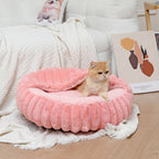Round Pet Bed with High Edge Soft Cozy Washable Non-Slip Bottom for Dogs Cats
