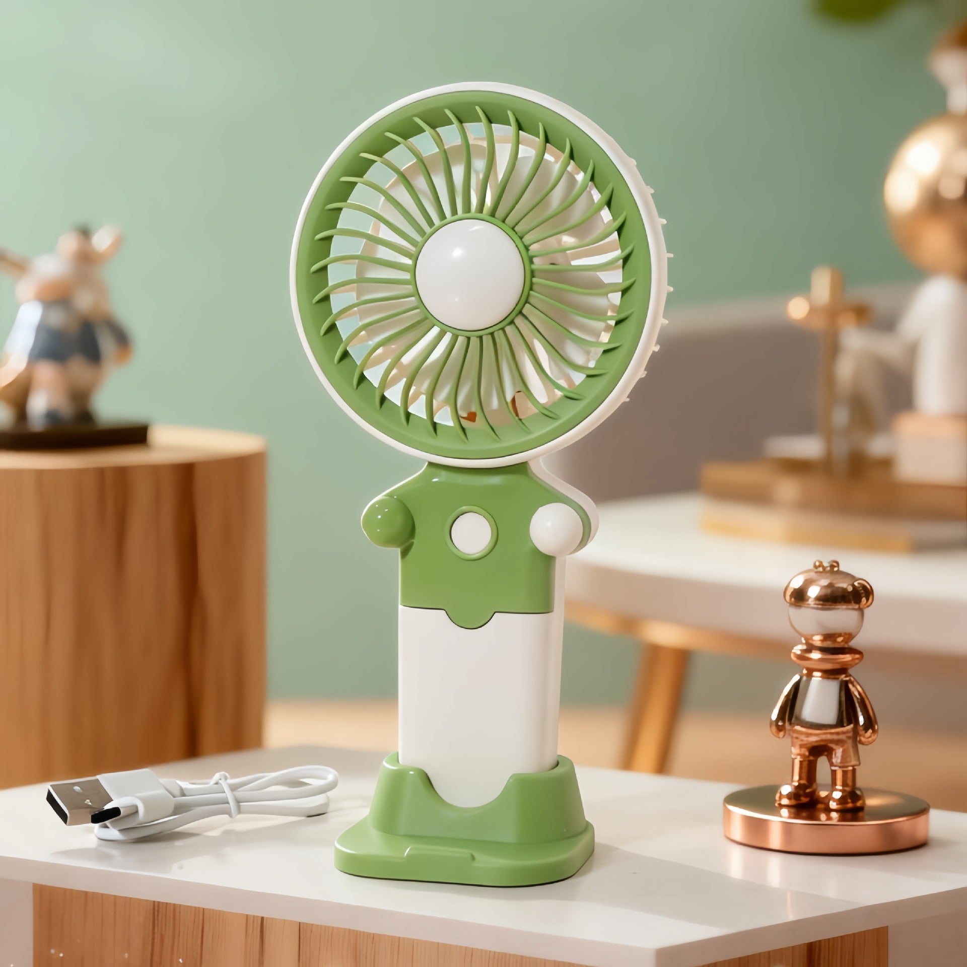 Portable USB Fan with Flexible Holder Lightweight Quiet Operation for Women