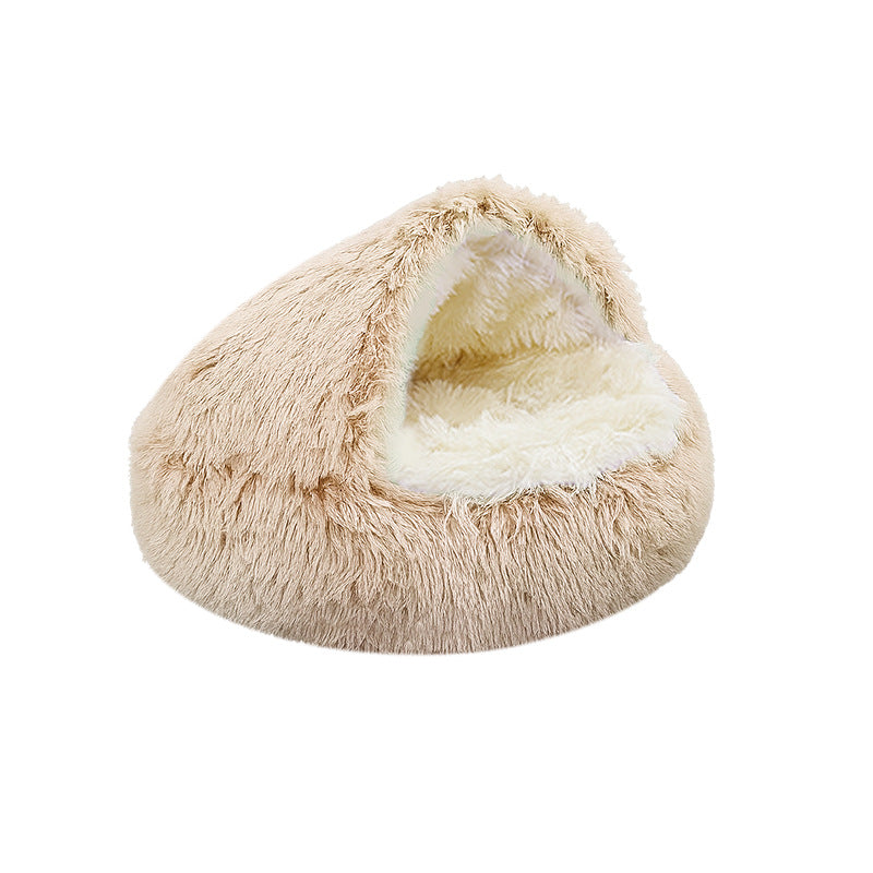 Unisex Plush Pet Cuddle Cave Soft Cozy Bed with Non-Slip Bottom for Small to Medium Pets