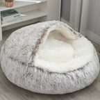 Women's Cozy Round Pet Bed Soft Plush Non-Slip Indoor Outdoor Dog Cat Bed
