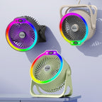 Table Fan With Multiple Speeds and Integrated LED Lighting Compact Quiet Design