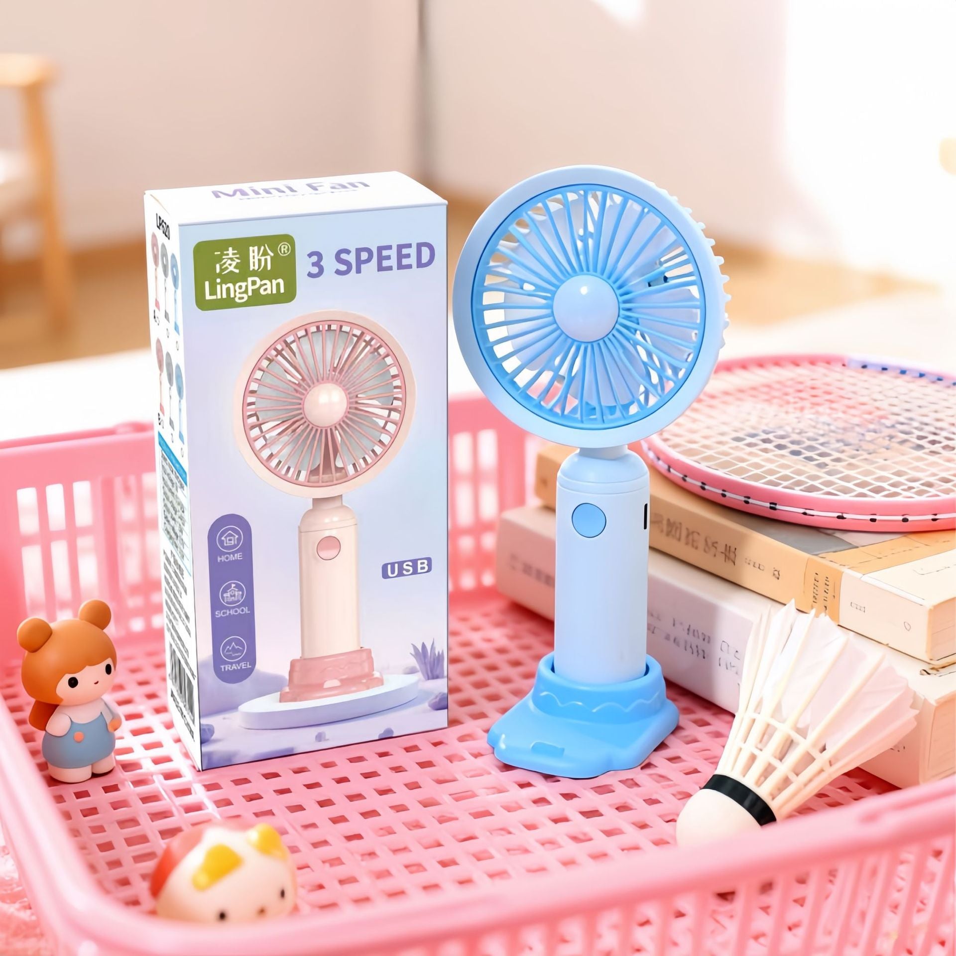 Portable USB Handheld Fan Foldable Stand Quiet Brushless Motor Compact Mini Fan