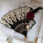 Women's Folding Fan with Exquisite Filigree Ornamentation Lightweight Portable Accessory