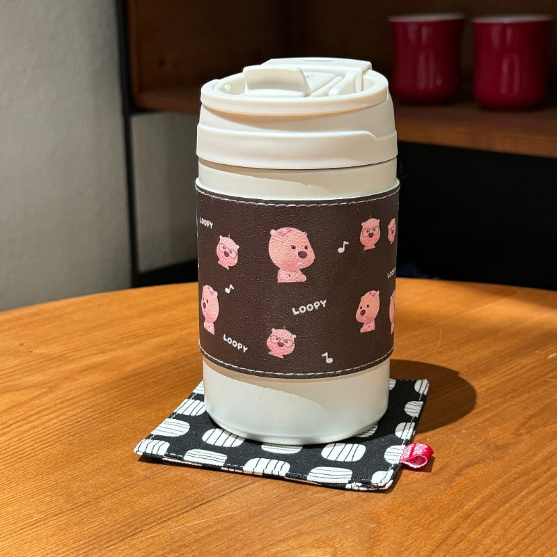 Women’s Insulated Thermo Mug with Cute Animal Design Leak-Proof Lid Ergonomic Handle