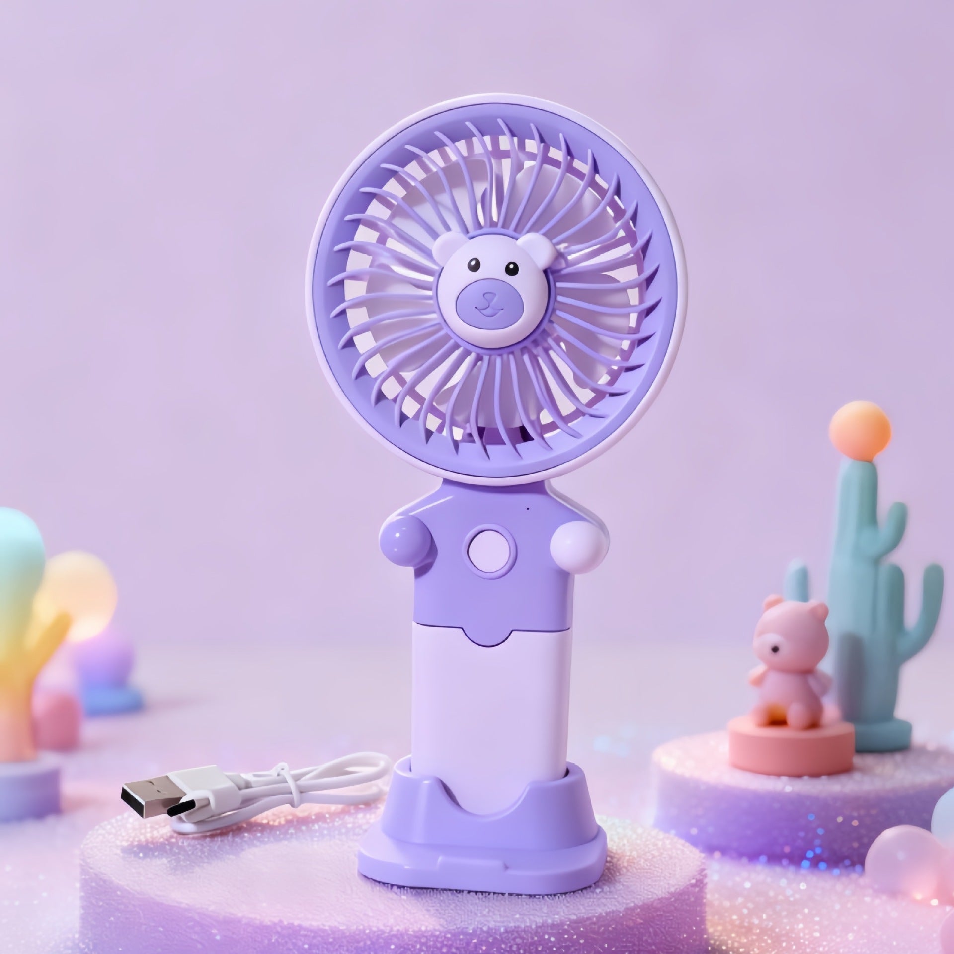 Portable USB Fan with Flexible Holder Lightweight Quiet Operation for Women