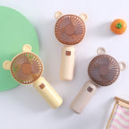 Ladies Hand Fan Portable USB Rechargeable Cute Bear Design 3-Speed Cooling
