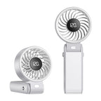 Portable Hand Fan Lightweight USB Rechargeable 3-Speed with Digital Display