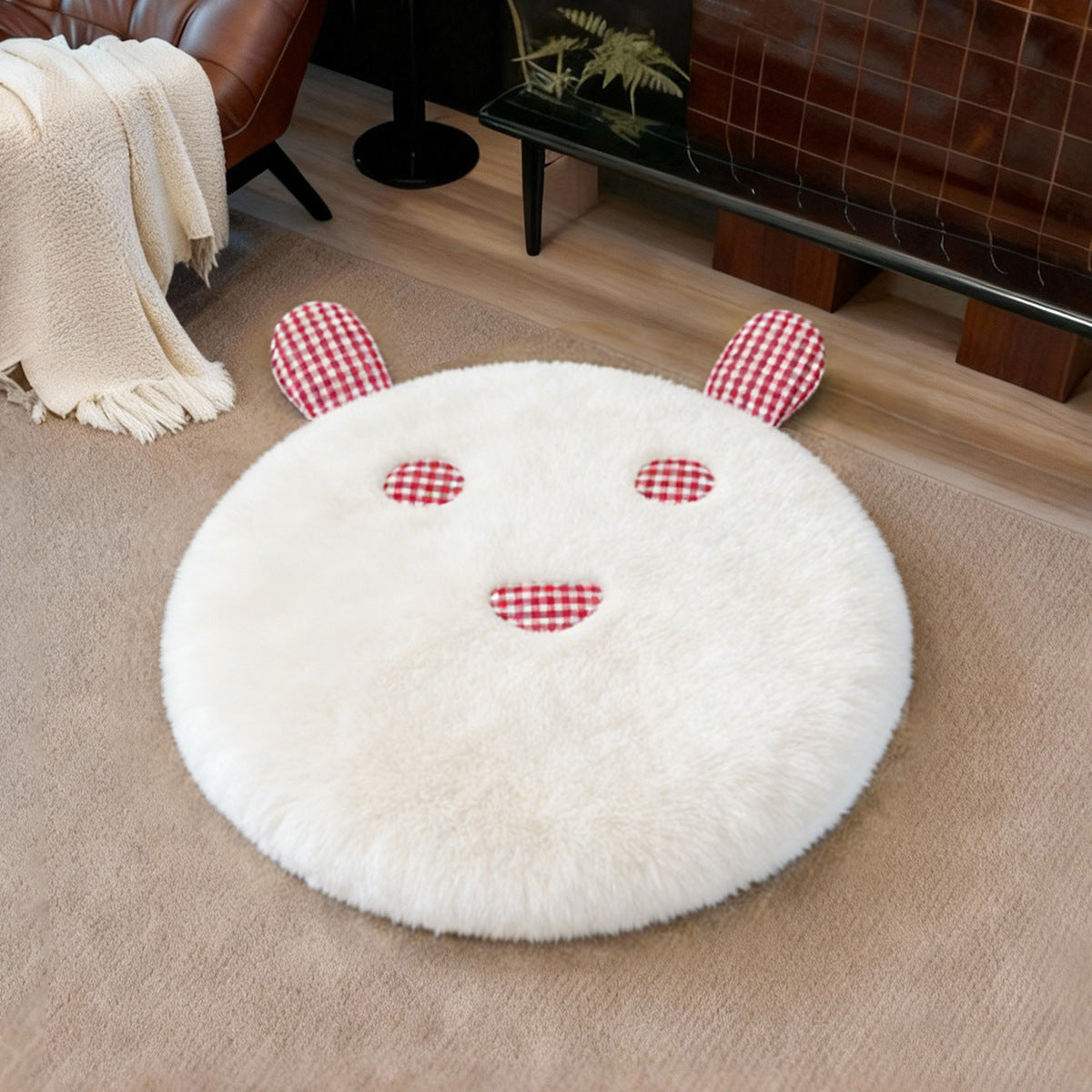 Harrow Women's Plush Seat Cushion with Non-Slip Base and Playful Checkered Ears