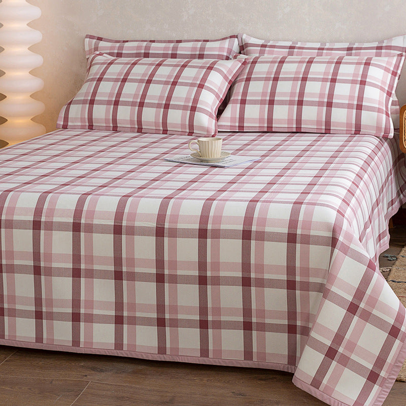 Bowlift Women's Checkered Cotton Bedding Set Gray High-Quality Breathable Cotton