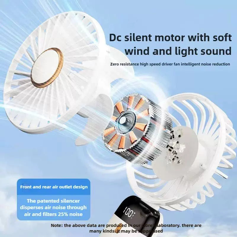 Foldable Rechargeable Hand Fan USB Portable Quiet Desk Fan with LED Display and Detachable Base